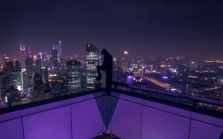 Futuristic cyberpunk cityscape night sky - cyberpunk style free wallpaper