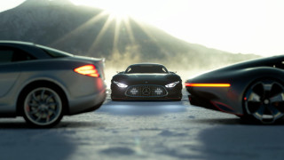 Cars parking lot mountains sunshine - a group of cars free wallpaper