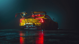 Yellow car night tail lights - the tail free wallpaper