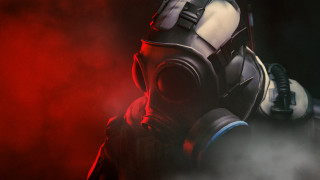 Gasmask man redlight smoke pilot - a man in a gas mask free wallpaper