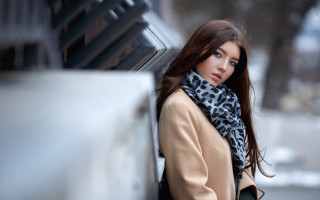 Woman coat scarf outdoor winter - tan free wallpaper