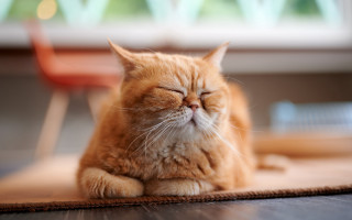 Cat sleeping blurry background realistic - its eye free wallpaper