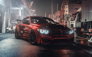 Red car garage manhighlights night - other car free wallpaper