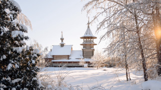 Church snowy forest sun ecological - andrei rublev free wallpaper