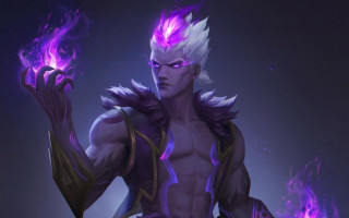 Purple haired male energy fire - a purple outfit holding free wallpaper