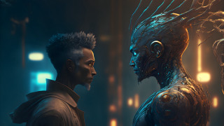 Afrofuturism biopunk cyberpunk man woman - cedric peyravernay free wallpaper