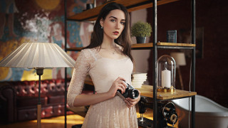 Woman camera room lamp beach - anka zhuravleva free wallpaper