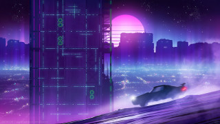 Futuristic city night moon cyberpunk - the city free wallpaper