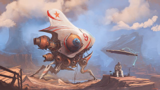 Giant robot man hill retrofuturism - another man free wallpaper for desktop