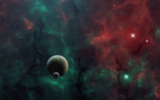 Space planet stars redshift mattepainting - a space scene free wallpaper