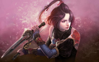 Woman sword knife pink background - a sword and a knife free wallpaper