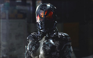 Futuristic man helmet goggles dark - a futuristic suit free wallpaper