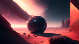 Futuristic space station desert red 2 - rossdraw global illumination free wallpaper