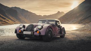 Purple car lake mountains 3d - a purple car free wallpaper for desktop