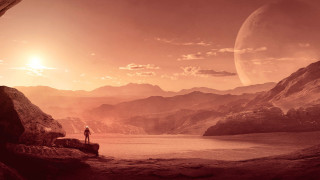 Rocky mountain distant planet moon - a distant planet in the distance free wallpaper