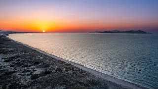 Sunset mountain beach ocean sky - exekia free wallpaper for desktop