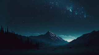 Night sky mountains forest aurora - a night sky free wallpaper