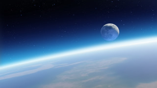 Earth moon stars space art 3 - a moon in the distance free wallpaper