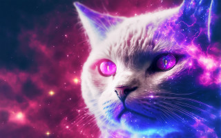 Pink eyes purple background stars - cosmic free wallpaper