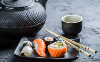 Sushi chopsticks teapot tea food - a teapot free wallpaper