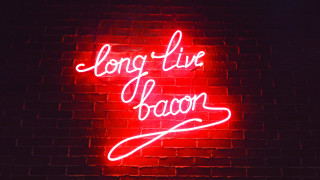 Neon bacon brick wall red - a red light free wallpaper