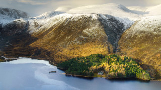 Mountain lake forest clouds tiltshift - david paton free wallpaper