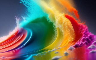 Rainbow wave powder black sky - vibrant color line free wallpaper