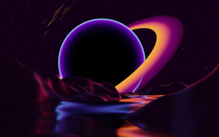 Space aurora fireworks moon planet - a digital painting free wallpaper for desktop