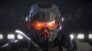 Robot glowing eyes helmet redlight - eve ryder free wallpaper