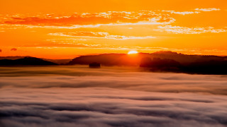 Sunset mountain range clouds orange - a few hill free wallpaper