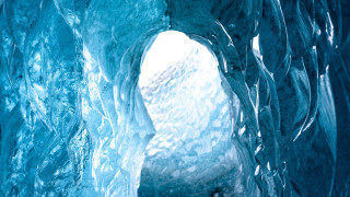 Blue ice cave melting water - melting free wallpaper