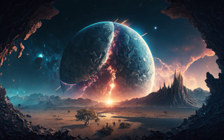 Planet cave desert star background - a view of a planet free wallpaper