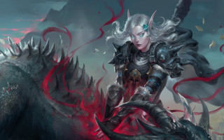 Woman armor dragon flames epic - a huge head free wallpaper