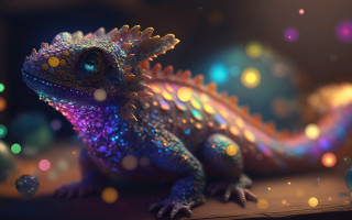 Colorful lizard bokeh christmas 3D - a lizard free wallpaper