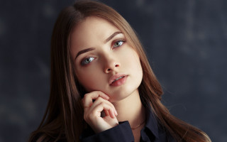 Elina karimova long hair blue 4 - free portrait wallpaper for desktop