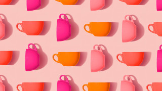 Pink cups pop art 3d - surreal design free wallpaper for desktop