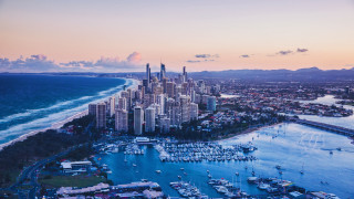City harbor sunset bridge skyline - cinematic landscape free wallpaper for desktop