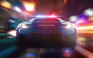 Police car speeding night city - a police car free wallpaper