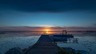 Sunset dock boats clouds hudson - anne rigney free wallpaper for desktop