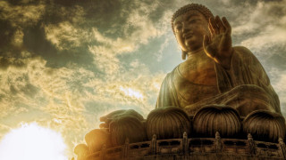 Buddha statue cloudy sky sunlight - sense of awe free wallpaper