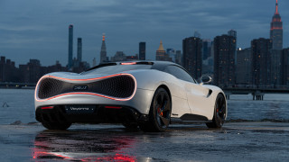 Futuristic car city night red - the front wheel free wallpaper