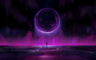 Purple astronaut cityscape fireworks night - a purple ball free wallpaper