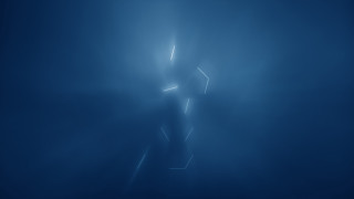 Blurry person dark blue background - a white outline free wallpaper