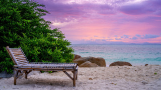 Wooden bench beach sunset pink - a sandy beach next free wallpaper