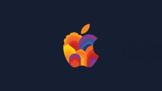 Apple logo dark blue red - apple free wallpaper for desktop