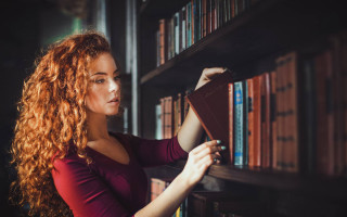 Library woman reading book blurry - academic art free wallpaper