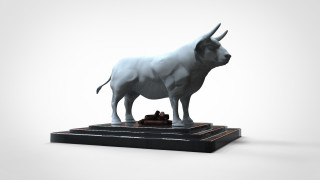 Bull dog statue platform white - 3 d model free wallpaper
