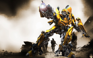 Yellow black robot field man - robot free wallpaper for desktop