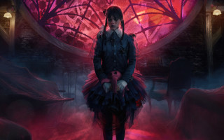 Woman black dress pink light - bastien l. deharme free wallpaper for desktop