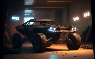 Futuristic military vehicle lit door - room free wallpaper